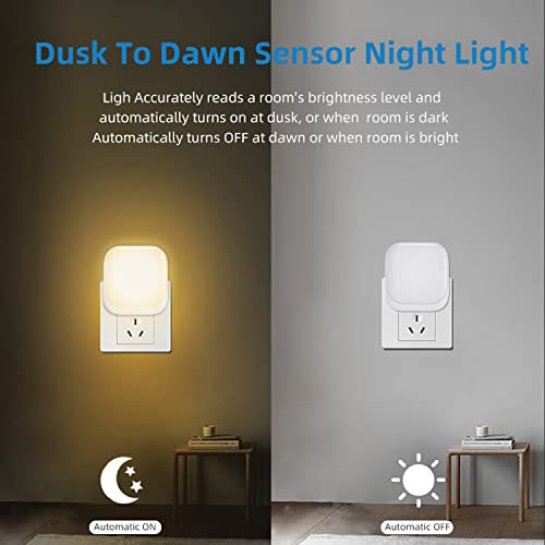 N&B Nice&Bravo Night Light Led Dusk To Dawn Sensor Nightlight For Bedroom, Nursery, Hallway, Kitchen, Bathroom， Three-Level Brightness Adjustment Plug Into Wall – 4 Pack #TOP5