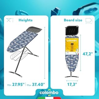 Asse stiro TURBO 120x44 cm con griglia e porta caldaia