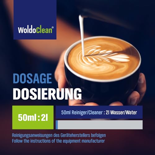 WoldoClean Milchsystemreiniger für Kaffeevollautomaten & Milchaufschäumer - Entfernt Milchfette & Eiweißablagerungen, Reinigungskonzentrat 750ml