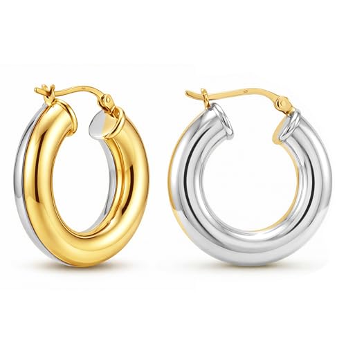 Image of TRUESILVER ACPL 925 Sterling Silver Hoop Earrings | Huggie Hoop Earrings for Women & Men | Classic Everyday Unisex Fashion Jewelry