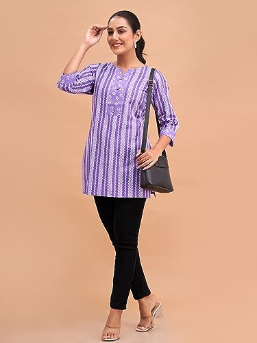 Image of feranoid Women Cotton Printed Short Kurti | Short Kurti for Women | Printed Cotton Kurti