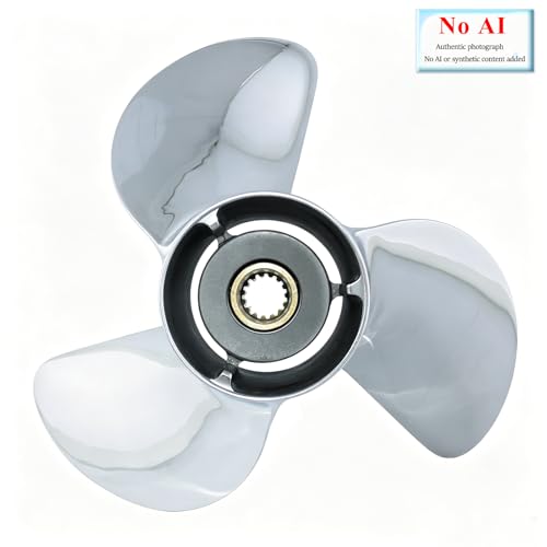 Image of CAPTAIN Boat Propeller fit Yamaha 115p 60 75 90 100 115 130 HP Outboard Engines, Stainless Steel 15 Spline Tooth Prop, RH, OEM