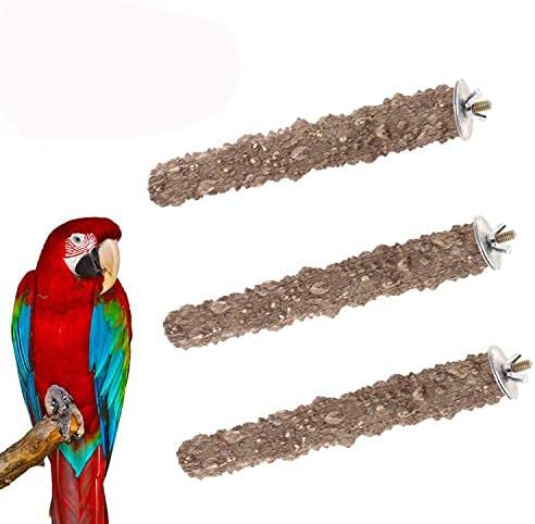 MwaBaiTx Natural Parrot Perch Set, Bird Chewing Toys Bird Perch Bird Stand Bird Cage Accessories (Type 3)