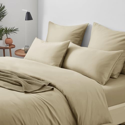 Tifschlaf Kissenbezug 80x80 2er Set - Kopfkissenbezug 80 x 80 Khaki mit Reißverschluss aus Mikrofaser Weich, 80x80cm Cappuccino Pillow Case – Ansicht 2