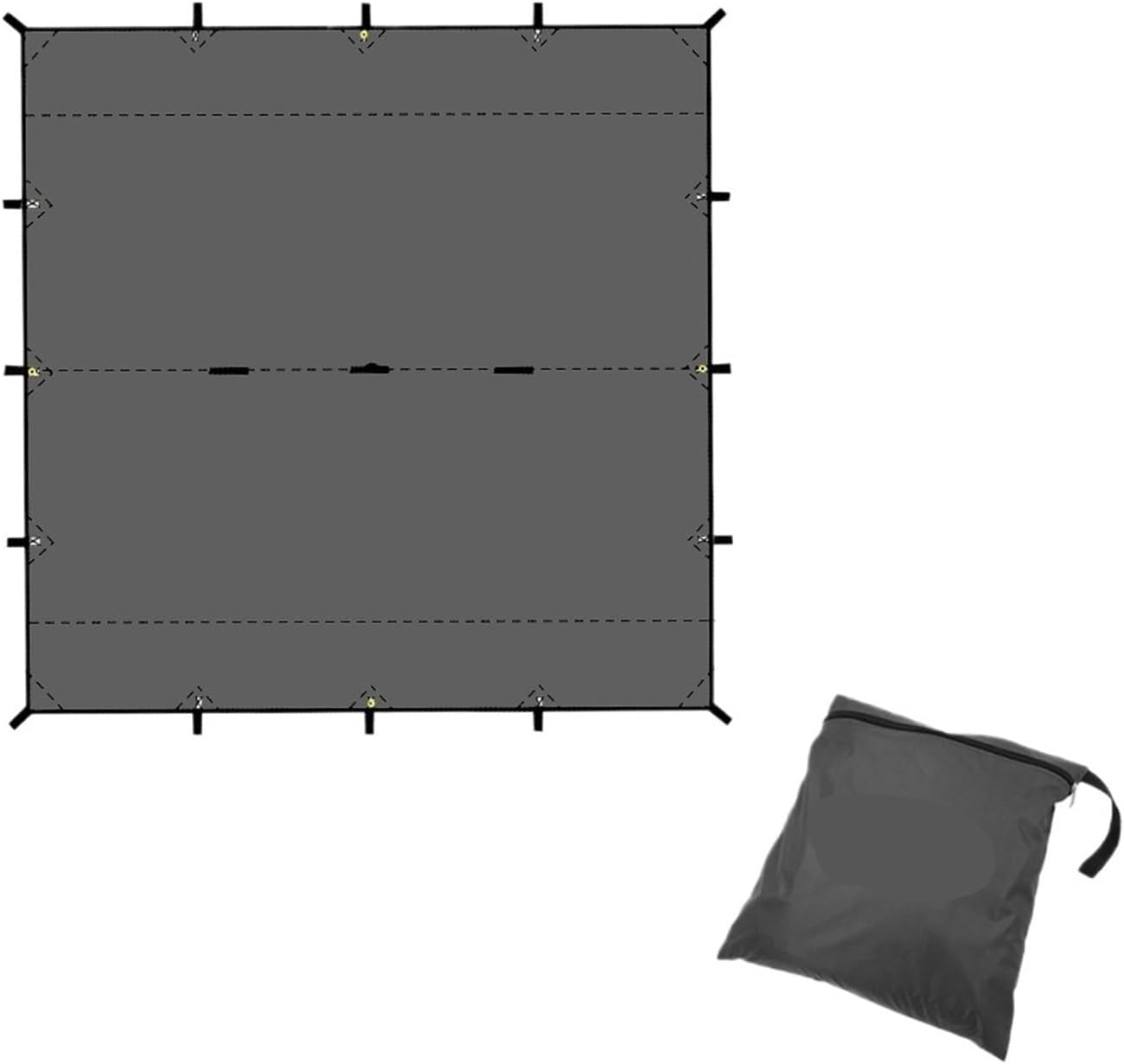 Points Black Coating Tarp Waterproof Coated Outdoor Camping Tent Bushcraft Shelter DIY Fly(Black-kit A,4 * 4M)