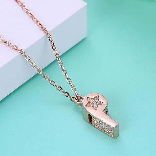 Ywring Sterling Silver Necklace For Women Whistle Styling Diamond Pendant,Rose Gold,1.50.7Cm #TOP2