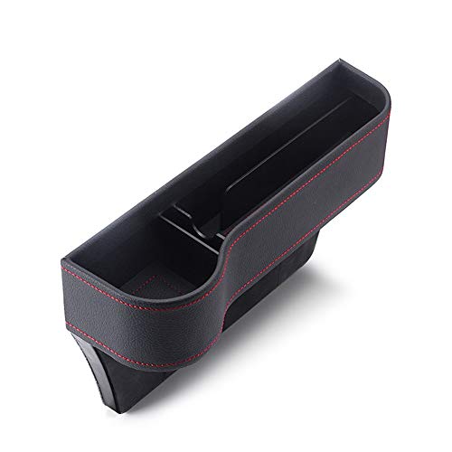 SUNMORN Multifunctional Car Seat Organizer, Front Seat Gap Filler, with Cup Holder, Leather, NOT FIT Central Console Lower Than The Seat (1-Pack)