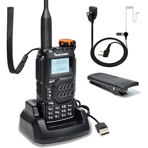 Quansheng UV-K5 VHF UHF Bärbar Walkie Talkie Uppladdningsbar tvåvägsradio för studio/utomhus/bil (med transparent röröronsnäcka)