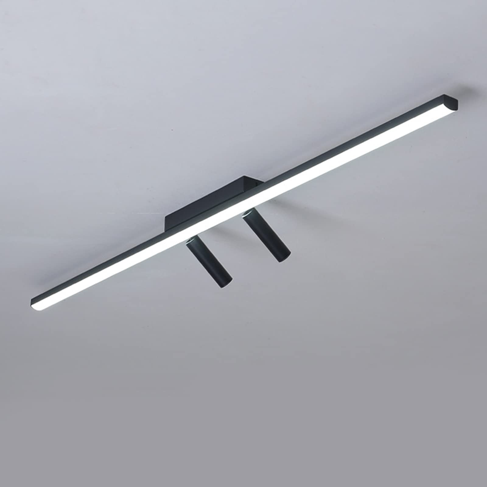 Striscia LED Plafoniera 2 Vie Angolo Regolabile Faretti Moderno Semplice Nero Faretto A Binario per Soggiorno Guardaroba Corridoio,Cool White-100cm