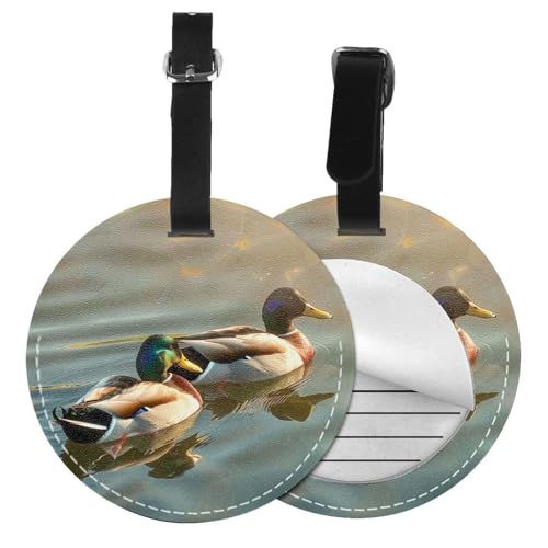 Étiquette bagage canard ronde en similicuir pour éviter la perte de sac