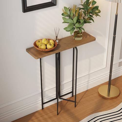 HARELA Table Console de Ferme avec Rangement, Table de canapé derrière Le canapé, Table d'entrée pour Foyer, Couloir, Salon(Brown,60cm/23.6in)