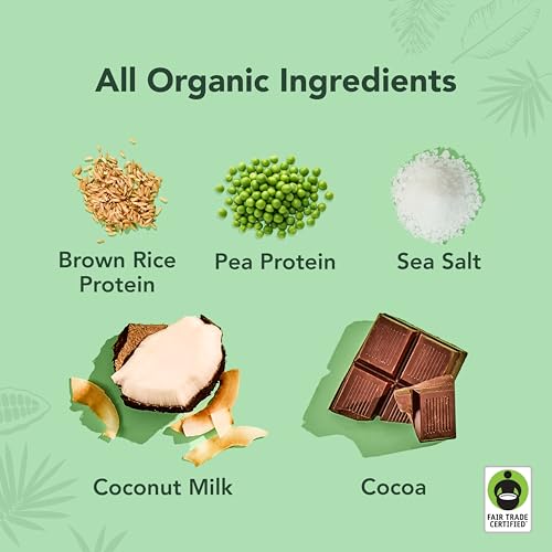 ALOHA Organic Plant-Based Protein Drink – Chocolate Sea Salt Flavor | 18g Protein, 5g Sugar, 3g Fiber | Made with Creamy Coconut Milk, Fair Trade Certified, No Stevia | Vegan, Non-GMO, Gluten-Free, 11 fl oz (12 Pack)