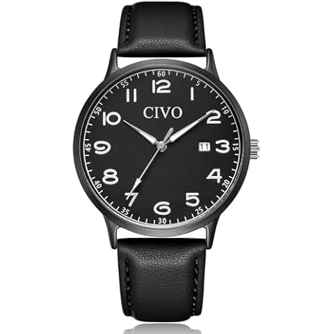 Montre CIVO Analogique Cuir Noir Cover