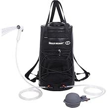WILD HEART Camping Shower 22L/ 12L Portable Shower for Camping with Pressure Foot Pump and Hose - Solar Shower Bag Backpack for Camping, Road Trip & Outdoor Use