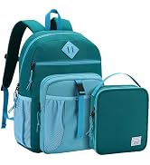 VASCHY Kids Backpack Lunch Bag Set, Girls 2-1 School Bookbag Insulated Lunch Box for Toddlers Pre...