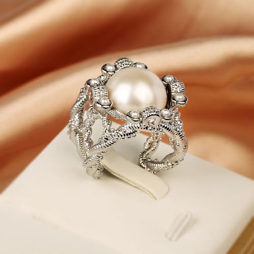 Pearl Ring Hollow open ring CZ Ring 925 Silver fashion Ladies ring Cubic Zircon oxide ring Wedding ring Women Jewelry Rings Statement3