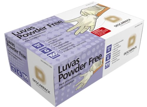 Luva Latex Powder Free (Sem Talco) G - Caixa com 100 Unidades