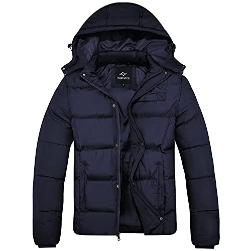 FARVALUE Boys Water Resistant Winter Coat Warm Quilted Puffer Jacket Hooded Parka Thicken Down Jacket for Boys, Navy, 7 UK