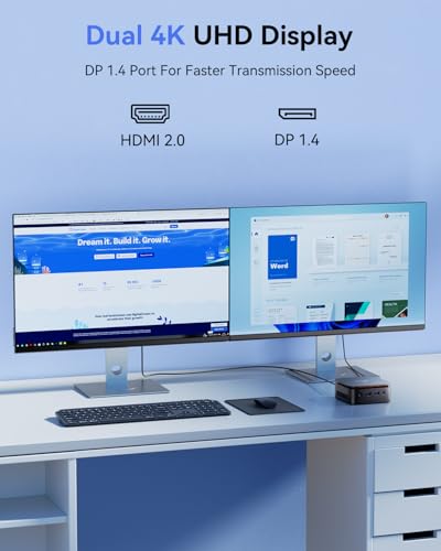 NiPoGi Essenx E1 Mini PC W11 PRO Ιntel Alder Lake N95(Max 3,4 GHz) 16GB DDR4 512GB SSD,Mini Computer Dual Display 4K@60Hz HDMI 2.0+DP 1.4 Desktop PC mit Gigabit Ethernet/2.4+5G WiFi/Bluetooth für Büro