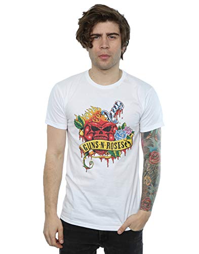 Image of Guns N' Roses Men's Heart Skull T-Shirt Medium White