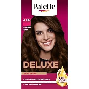 Palette Deluxe Creme Colouration 3-65 Chocolate Brown Hair Dye, Permanent Hair Dye, Long-Lasting Hair Colouring with Moisture Retention Treatment and 100% Grey Coverage