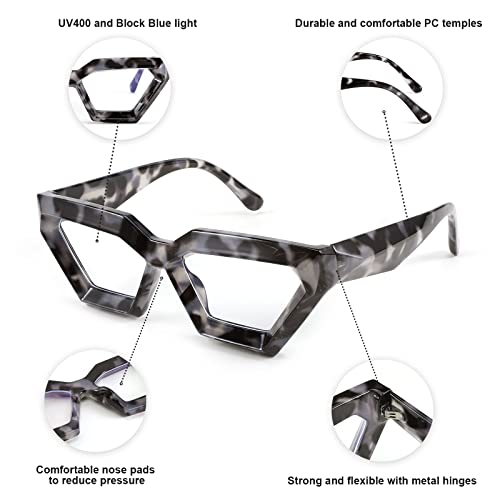 Louriy Fashion Square Blue Light Blocking Glasses Glare Digital Eyestrain Reading Eyewear Cat Eye Frame Women Men #TOP2
