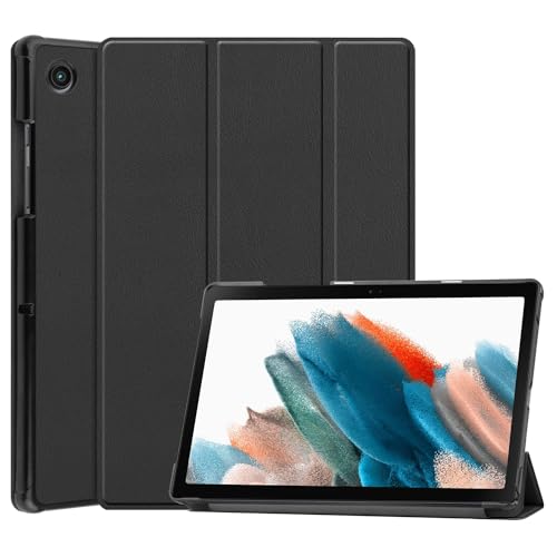 DJ&RPPQ Case for Samsung Galaxy Tab A8 10.5 Inch 2022 Model (SM-X200/X205/X207), Ultra Thin Lightweight Hard Back Shell Tri-Fold Stand Cover with Auto Wake/Sleep,Black