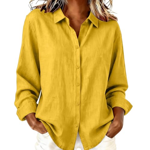 Chemisier en lin femme mousseline chemise longue décontractée manches longues