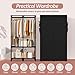 Jofuler Wardrobe Closet, Quick and Easy Assembly, Black Portable Closet with 2 Hanging Rods 4 Storage Shelves and 8 Side Pockets, Sturdy and Stable Clothes Rack with Cover, for Bedroom and Dormitory