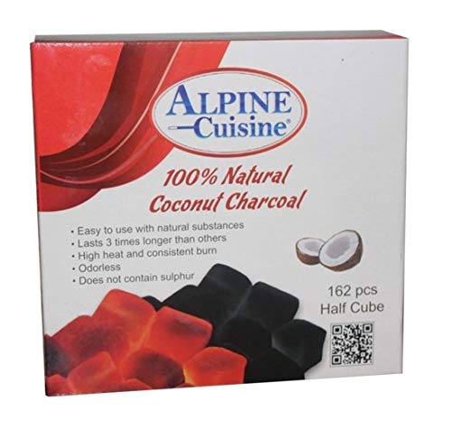 Natural Premium Coconut Hookah Sisha Charcoal Coal 162 Half Cube Pieces Odorless No 0 Sulphur