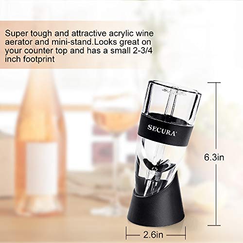 Secura Red Wine Decanter Aerator Wine Air Aerator with Wine Chilling Rod Stainless Steel Wine Chiller Stick