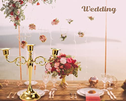 Youeon 3 Arms Candelabra, 10 Inch Tall Gold Candelabra Candle Holders For Candlesticks, Formal Events, Wedding, Church, Holiday Decor #TOP6