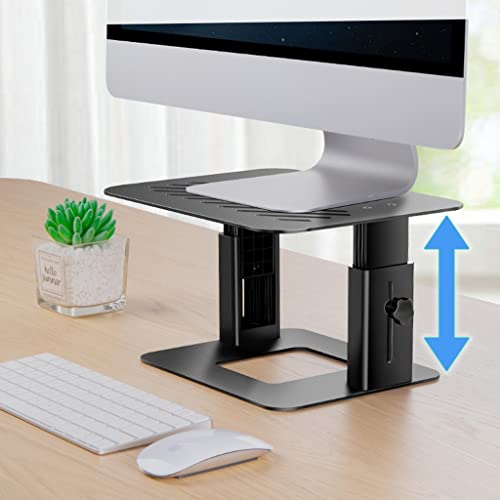 Estante elevado de metal resistente con base ajustable para monitor negro de oficina 5