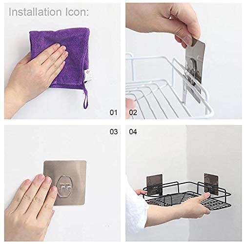 SKYVILLA Stainless Steel Bathroom Shelf for Wall Without Drilling, Heavy Duty Washroom Rack & Organizer Stand, Wall Mounted Shelf for Shampoo, Soap, Toiletries (Set of 1) 1