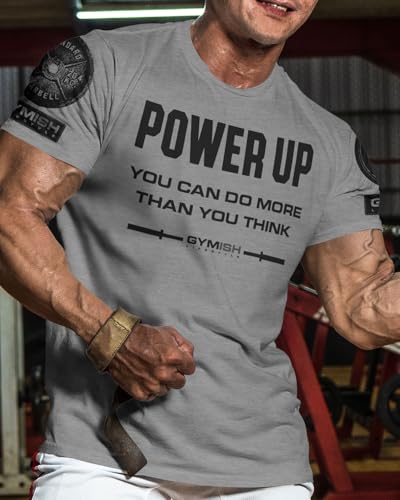 Gymish Lifestyle Power Up Mens Bodybuilding T-Shirts Graphic Tees Short Sleeve Workout Shirt2