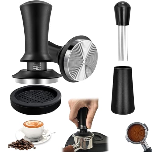 Pfjsseey Coffee Tamper Set, 51mm Food Grade Stainless Steel Espresso Tamper Kit with Scale, Adjustable Hand Espresso with Accessories for Home Kitchen Coffee Set - Image 4