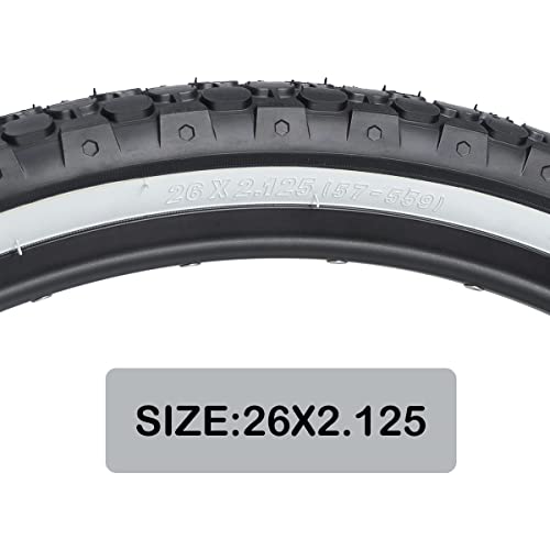 Mohegia Bike Tire,26" X 2.125" Folding Beach Cruiser Bicycle Replacement Tires/White Side Wall #TOP4