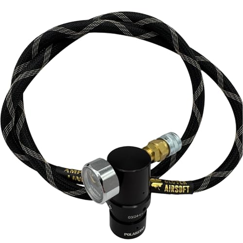 Clovair Clover Airsoft-Polarstar Micro Reg (MR) Regulator for Airsoft | Fast Refresh Rate | Made in The USA | Compatible with All Major HPA Engines (Regulator with Black and Beige HPA Line)