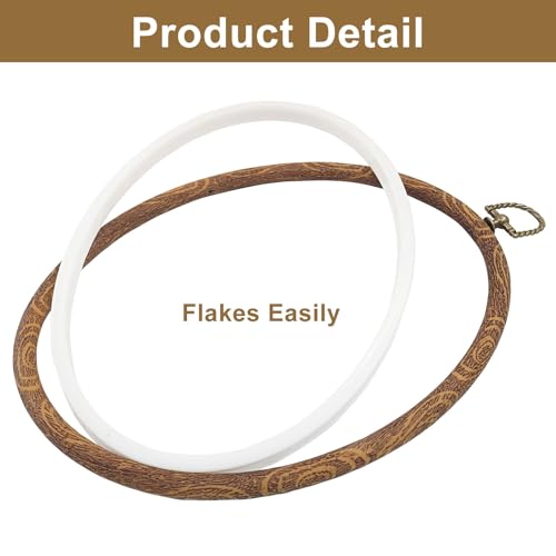 Image of Marvexi 5Pcs Oval Embroidery Hoops 6.3 inchx9 inch, Vintage Cute Faux Wood | Decorative Cross Stitch Hoops, For Christmas Ornaments, Art Craft Sewing
