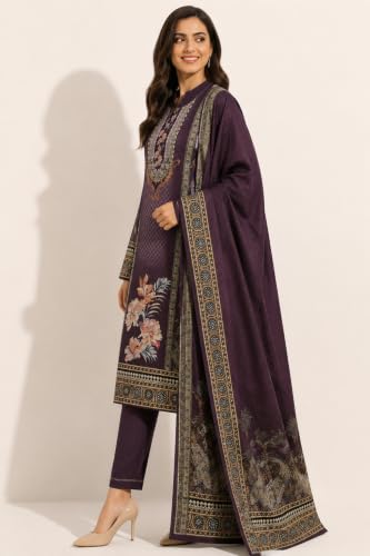 Image of WOOL'S KART|Women's Floral Printed Straight Kurta with Trousers & Dupatta Set | 3-Piece Ethnic Suit Set 103