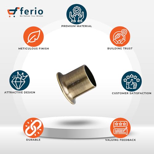 Image of Ferio Zinc Curtain Brackets End to End Counsil for Doors and Window 1 Inch Brass Antique Set of 2 (Pack of 4)
