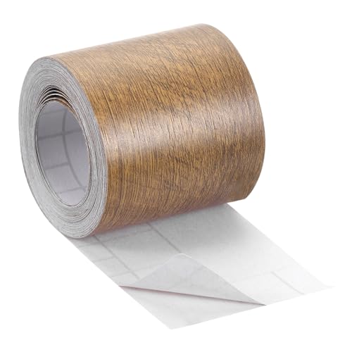 Image of uxcell 1 Roll Wood Grain Tape, 2.36 inch x 26 Ft Realistic Textured Repair Tape Self Adhesive Wood Textured Patch for Floor Wall Door Table Cabinets Desk Furniture Home Decor(Coffee Color)