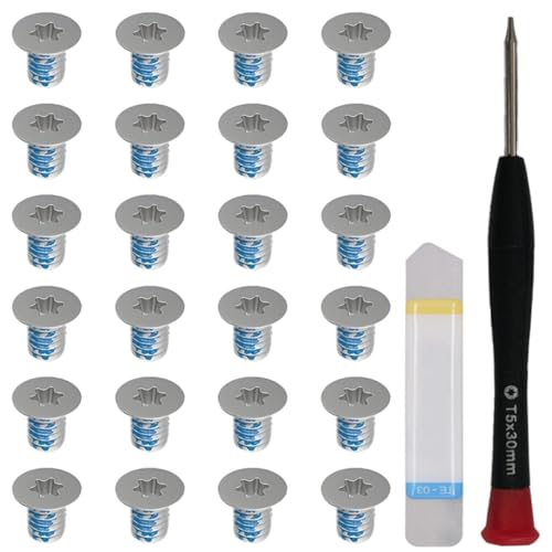 ZHUROUPU 24 Pcs M2x3 T5 Bottom Screws Compatible with for XPS 13 9343 9350 9360 XPS 15 9550 9560 Precision M5510, Secure Bottom Cover Wrist Rest Support, Torx T5 Screwdriver (Silver)