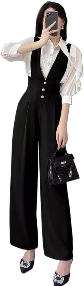 LIXINGHEITANG Overalls in autumn clothes, and slim waist, black jumpsuits for women