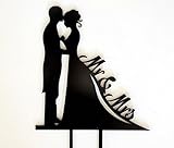Mr & Mrs Bride and Groom Silhouette Wedding Cake Topper Pick COVERED WITH A PROTECTIVE LAYER WHICH SHOULD BE TORN OFF BEFORE USE(29 optional kinds of styles) by FORSUN