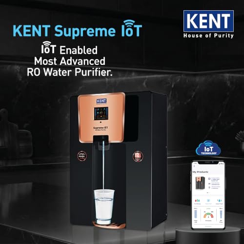 Image of KENT Supreme IoT RO Water Purifier | 2 Yrs Comprehensive Warranty* | No Service Cost for 2 Yrs | RO+UF+UV+Alk+Cu+TDS Control+UV In-Tank | IoT Enabled | 8L | Ideal For Borewell /Tanker /Municipal Water