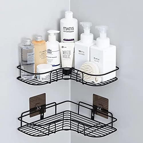 Raxon Innovation GI Wall Mounted Bathroom Corner/Shelf/Rack/Storage Organizer - Bathroom Accessories(Black, Metal,Size:- 27cmX27cmX6) (Pack of 2)
