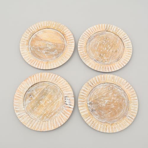 Plato de madera blanco artesanal de 13 pulgadas miniatura 3