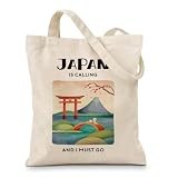 Geondos Japan Tote Bag for Women, Travel Gift for Women, Minimal Aesthetic Style Shopping Bag, Cute Vacation Shoulder Bags for Work Daily Use Trip Lovers