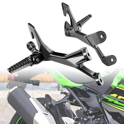 Rear Passenger Foot Pegs Bracket Assembly Compatible with Kawasaki Ninja 400 2018-2024 Z400 Ninja 500 Z500 - Heavy Duty Aluminum Footrest Mount Kit Matte Black (Left & Right)​